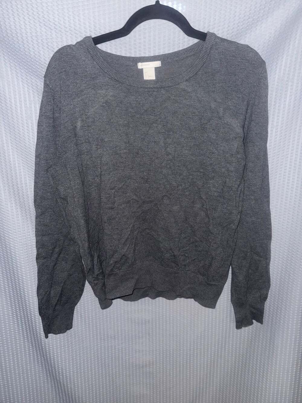 H&M Basic Sweater Size L Gray Crewneck Long Sleeve